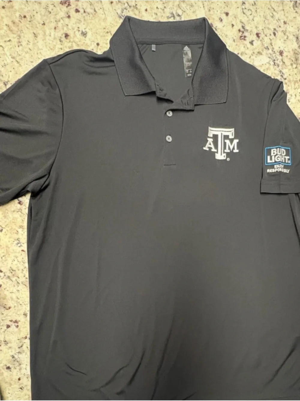 adidas Black Men’s Polo with ATM & Bud Light Sleeve Patch
